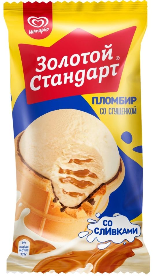 Мороженое Золотой стандарт Пломбир со сгущенкой 12% 89г