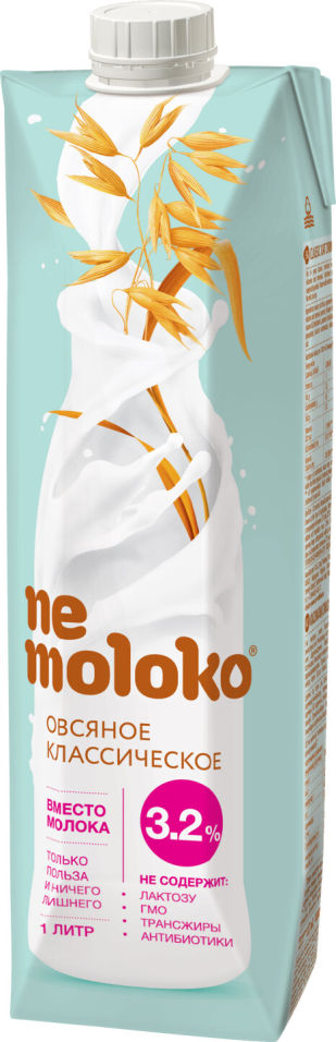 Купить Напиток овсяный Nemoloko Классический 3.2% 1л с доставкой на дом по цене 119.90 руб в интернет-магазине "Перекрёсток Впрок" - Соблюдаем пост вкусно!