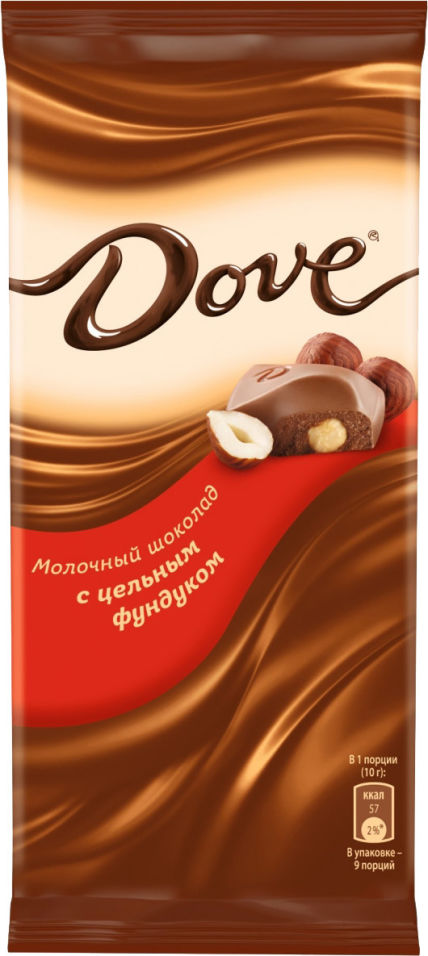 Шоколад Dove Молочный с Цельным Фундуком 90г (упаковка 6 шт.)