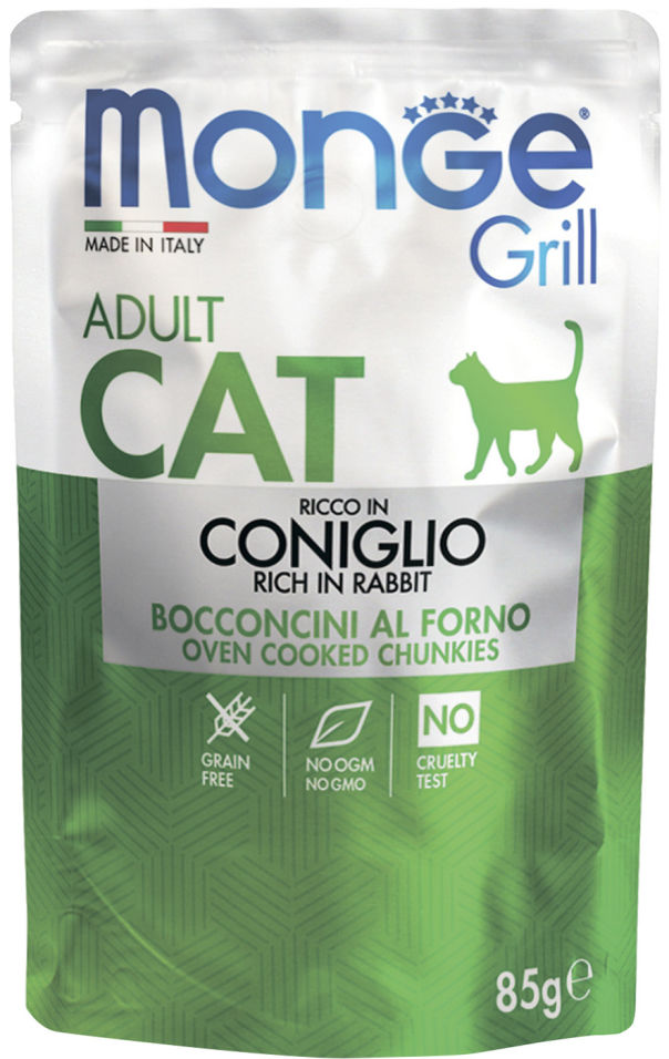 Влажный корм для кошек Monge Grill Adult Cat Итальянский кролик 85г