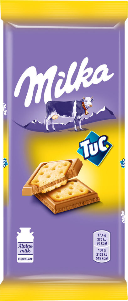 Шоколад Milka Молочный с соленым крекером TUC 87г (упаковка 6 шт.)