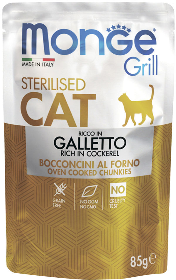 Влажный корм для стерилизованных кошек Monge Grill Sterilised Cat Итальянская курица 85г