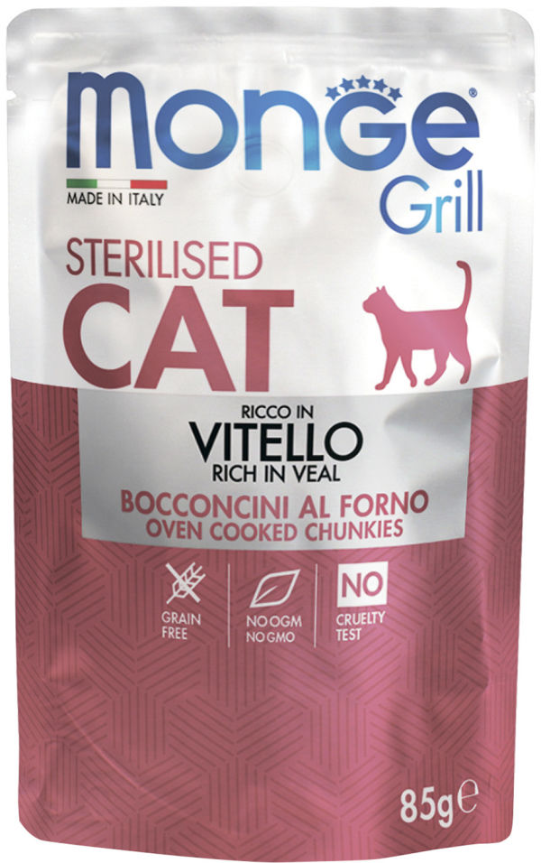 Влажный корм для стерилизованных кошек Monge Grill Sterilised Cat Итальянская телятина 85г