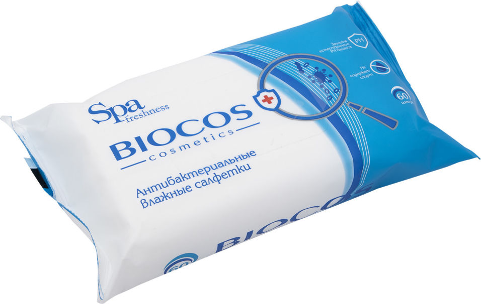Салфетки влажные Biocos антибактериальные 60шт (упаковка 5 шт.)